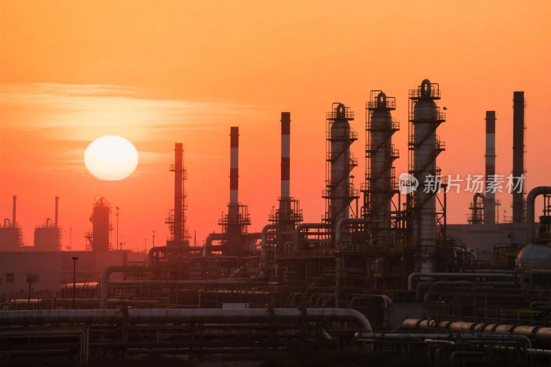 工业设施夕阳剪影