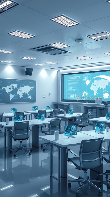 科技感十足的会议室未来主义风格办公环境