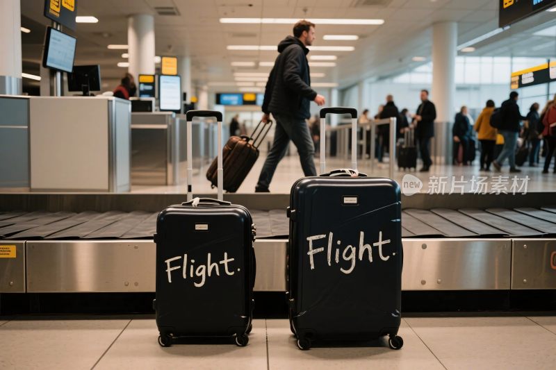 机场行李传送带与行李箱