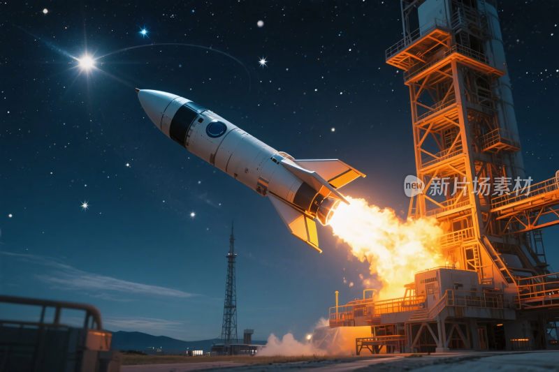 火箭发射夜空场景