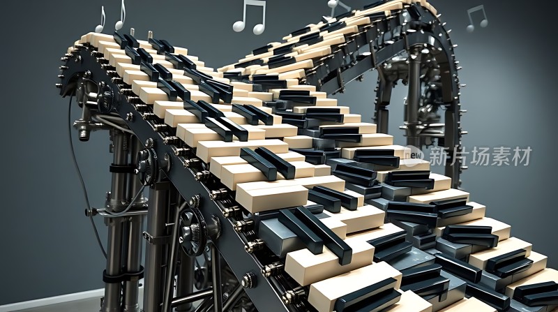 钢琴键机械装置艺术展示