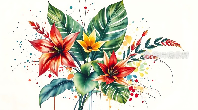 热带花卉艺术插画