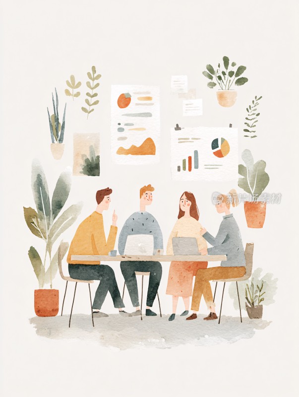 团队协作场景插画