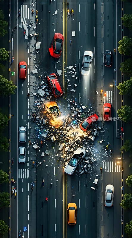 多车相撞事故现场