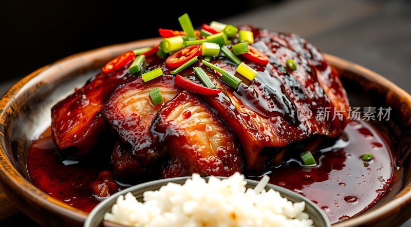 美味红烧肉配米饭