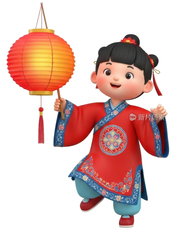 喜庆中国风3D卡通娃娃