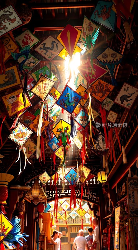 风筝飞舞色彩斑斓点亮节日气氛