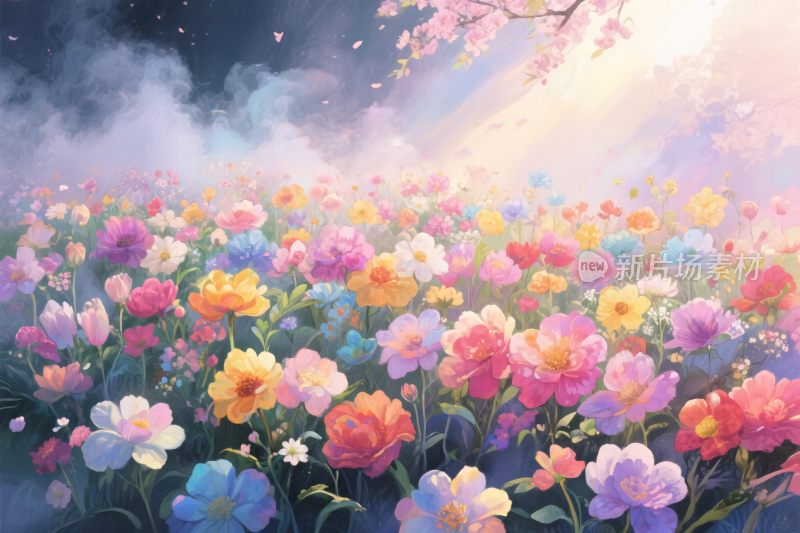 梦幻花海插画