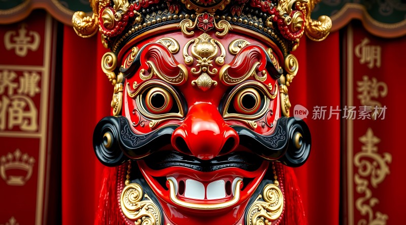 红色面具金饰点缀威武壮观
