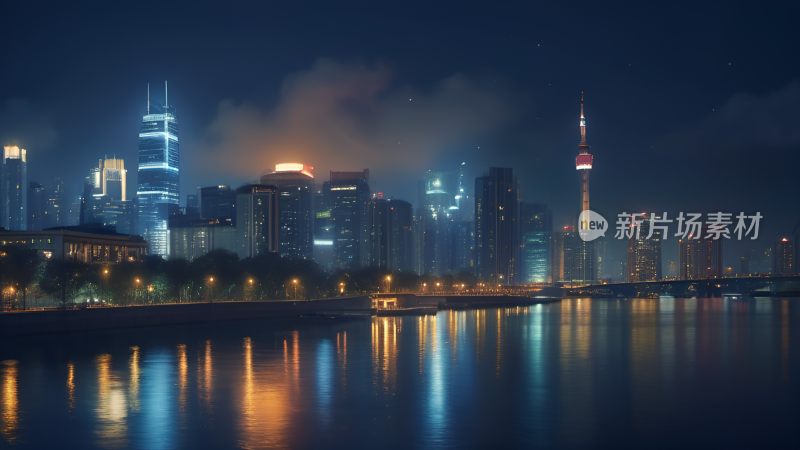 摩天大楼 灯光夜景城市夜景 未来都市