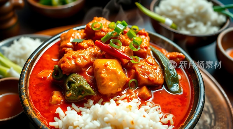 香辣鸡肉盖浇饭