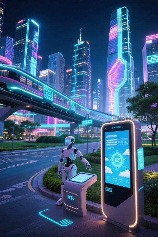 未来都市机器人交互场景