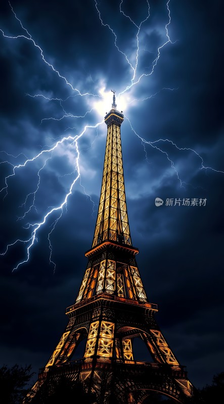 巴黎铁塔闪电之夜