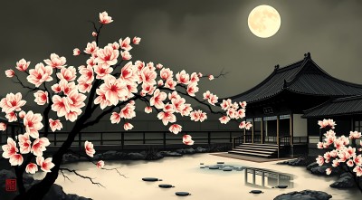 春夜月下古院梅影 春夜月下古院梅影