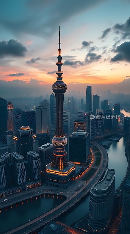 东方明珠与城市夜景