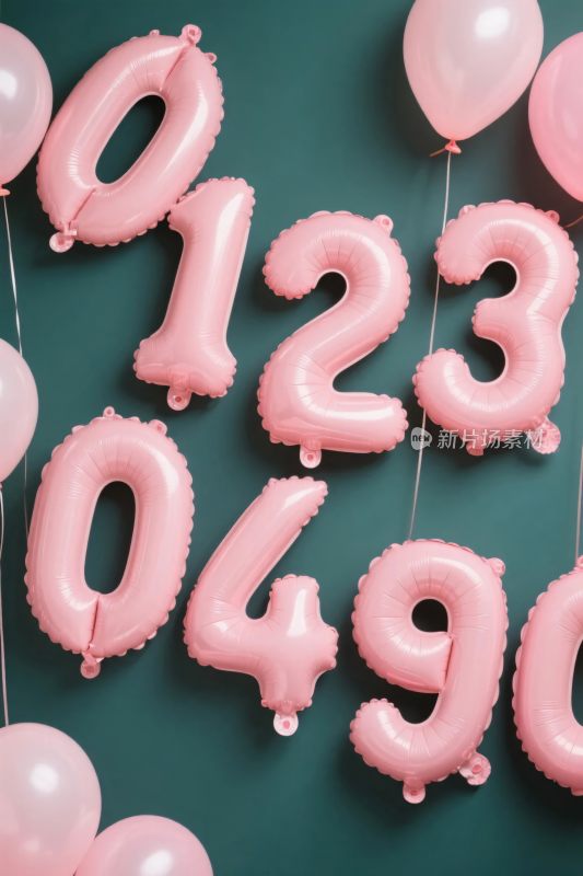 粉色数字气球装饰