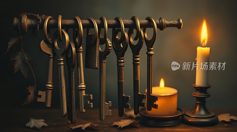 古铜钥匙与蜡烛