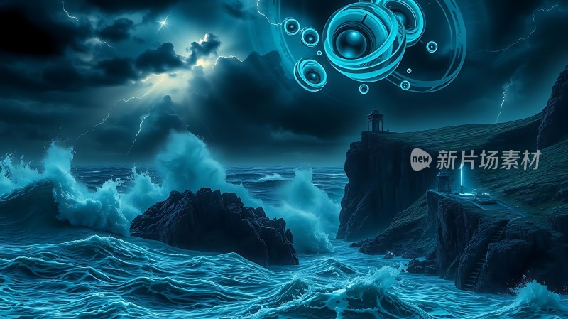 深海风暴下的神秘灯塔