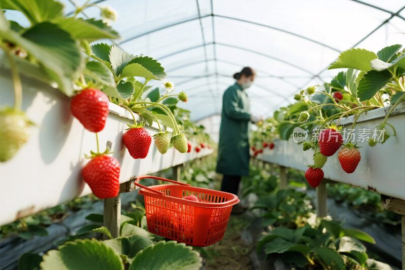 温室草莓采摘场景