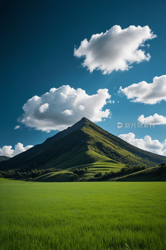 一大片绿色的田野高山清风景图片