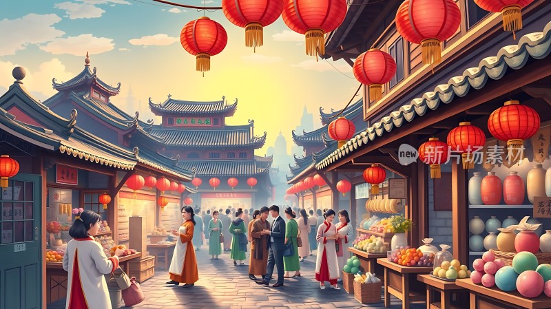 古风集市繁华景象