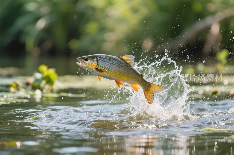 跳跃的鱼与水面场景