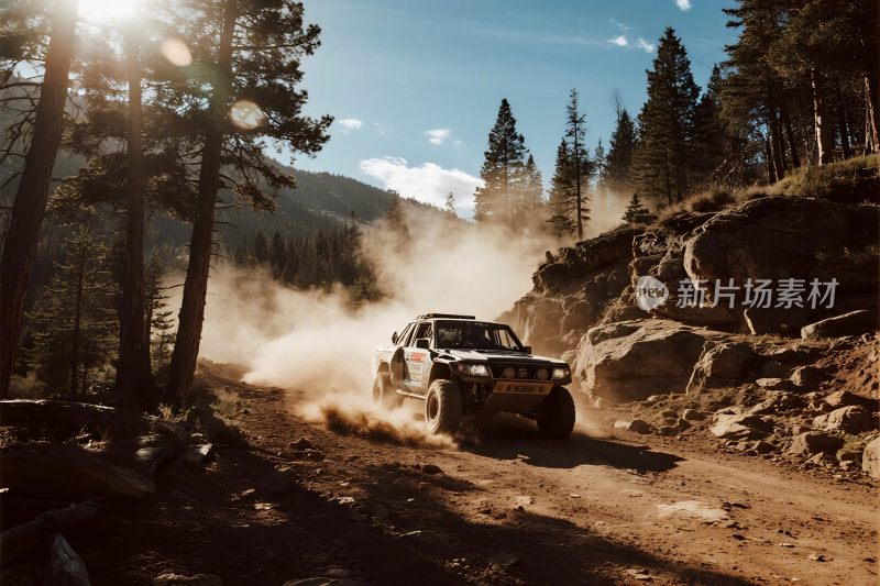 越野车行驶在山间土路上