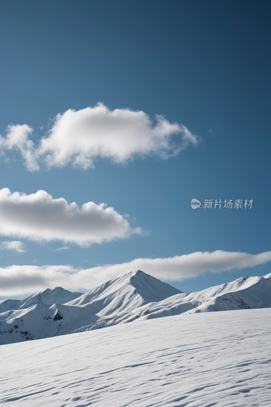 一座被雪覆盖的高山清风景摄影图片