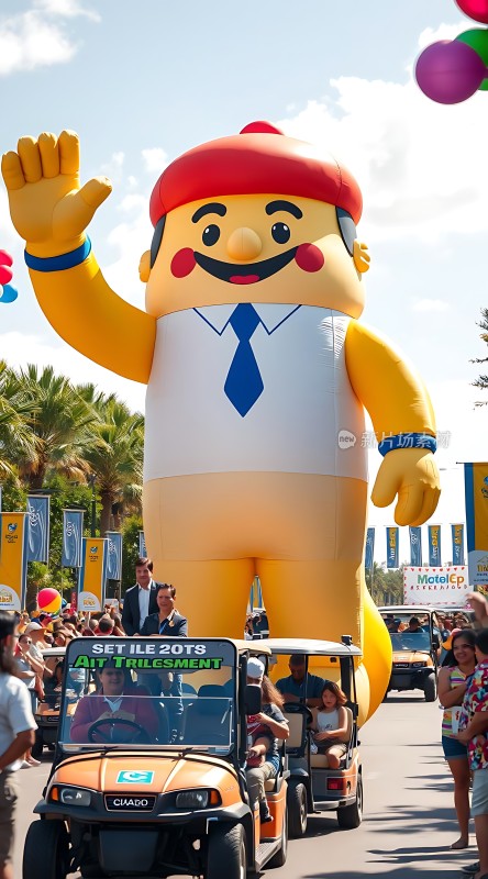 卡通人物游行欢乐节日气氛浓厚