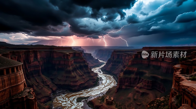 峡谷闪电风暴奇观