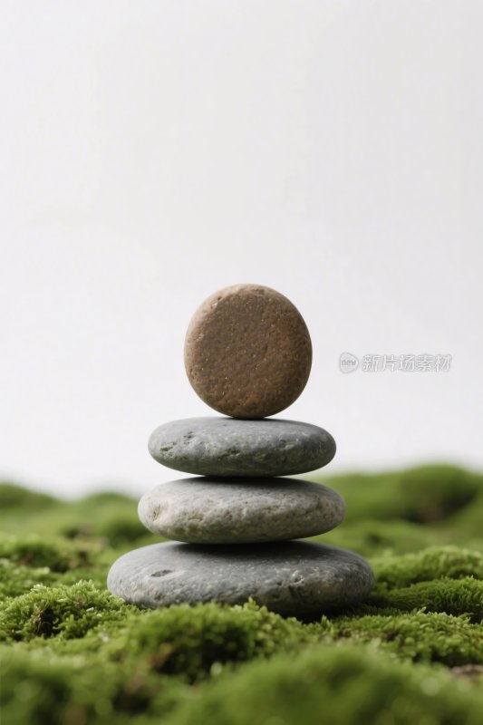 石堆苔藓禅意图