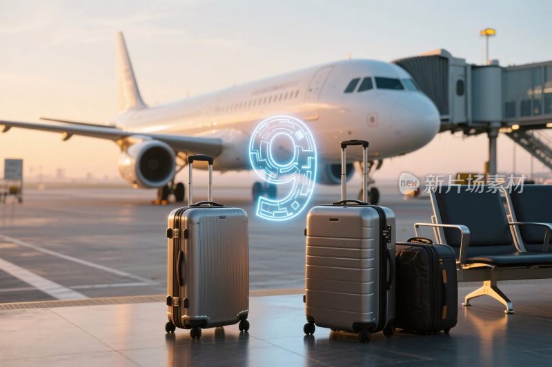 机场旅行科技插画
