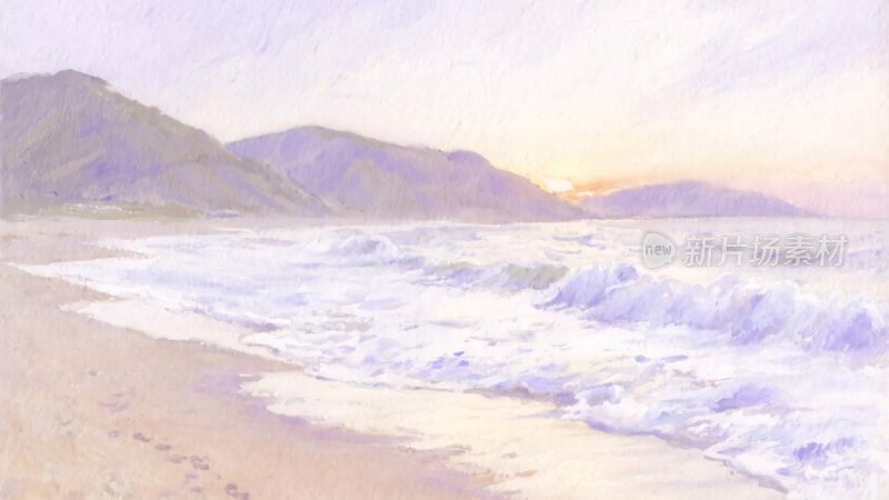 海滩海浪风景插画