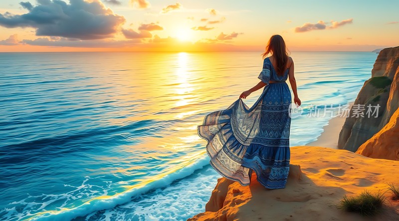 海边的日落长裙