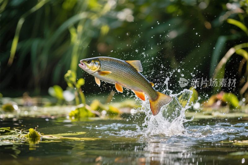 鱼跃水面瞬间