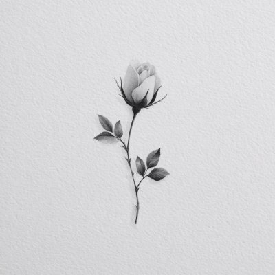 黑白单枝玫瑰花插画 黑白单枝玫瑰花插画