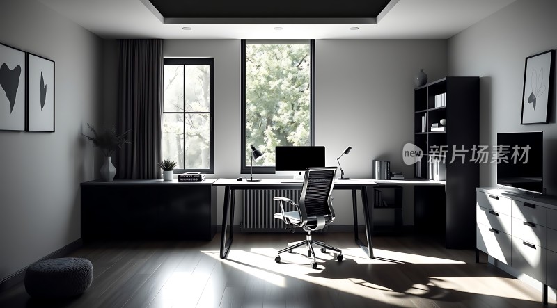 现代简约办公室自然光线充足家具简洁大方