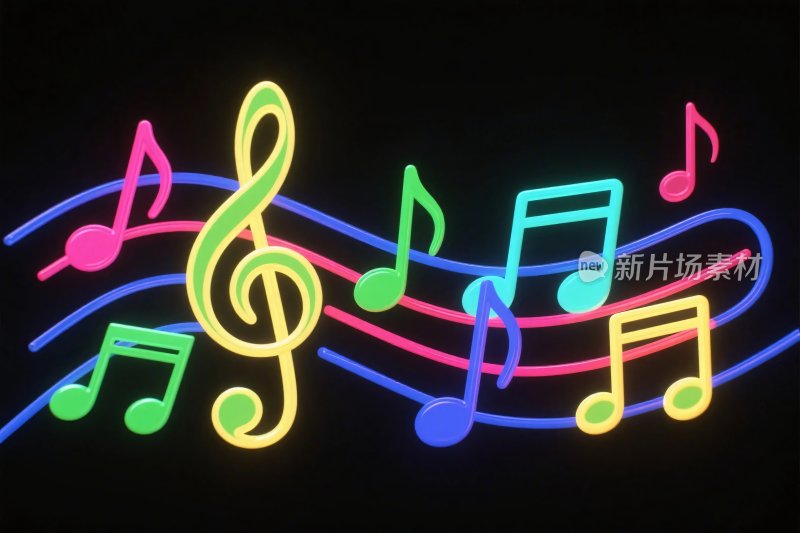 彩色音乐音符霓虹灯