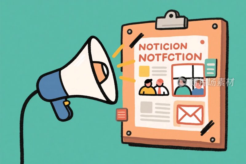 通知公告与扩音器插画