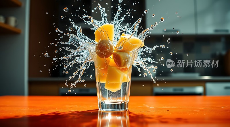 水果入水溅起美丽水花