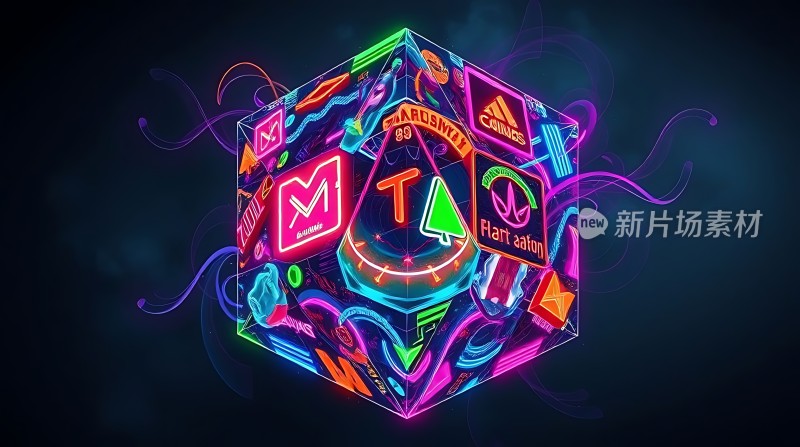 新片场素材炫彩立方体