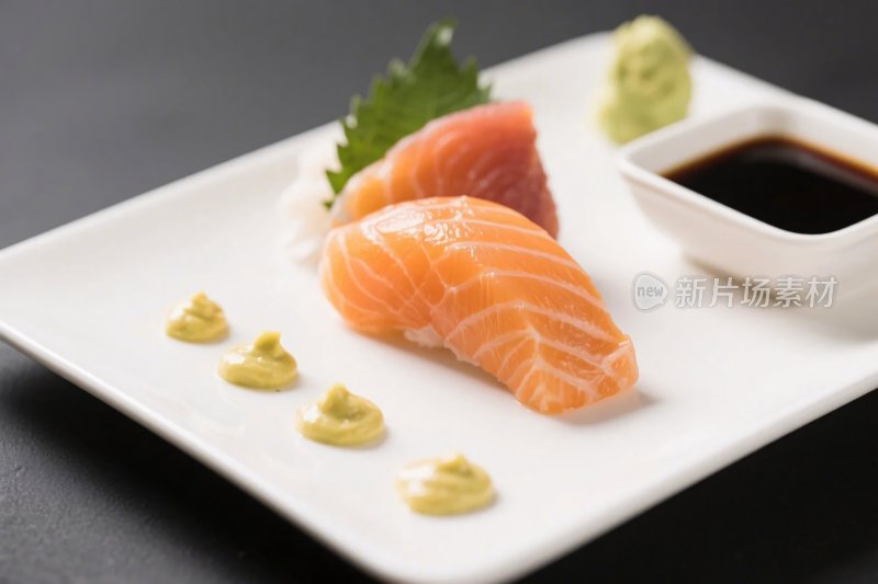 日式鲑鱼寿司美食图