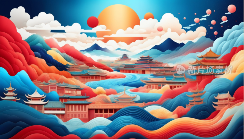 中国画山水画背景