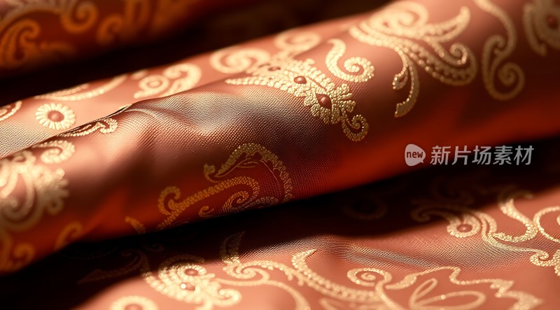 金色花纹布料展示