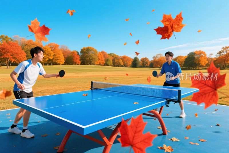 户外乒乓球对抗场景