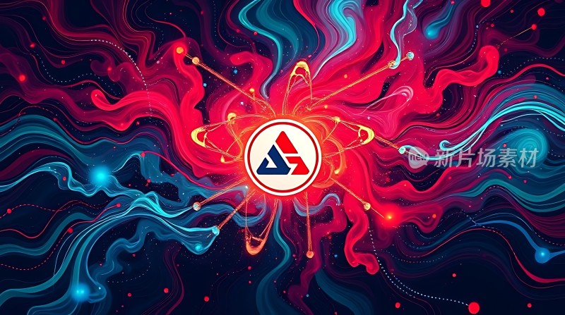 红色蓝色交织的艺术图案