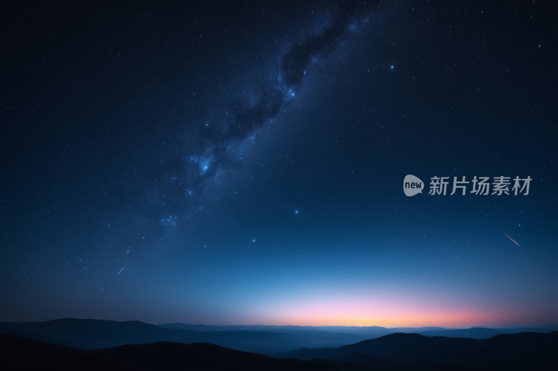 星空一颗明亮的星星和一颗流星背景纹理图片