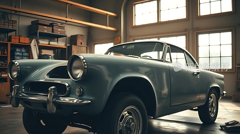 复古车库里的经典轿车