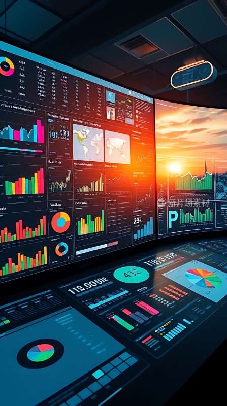 智能监控中心数据图表与自然美景的结合