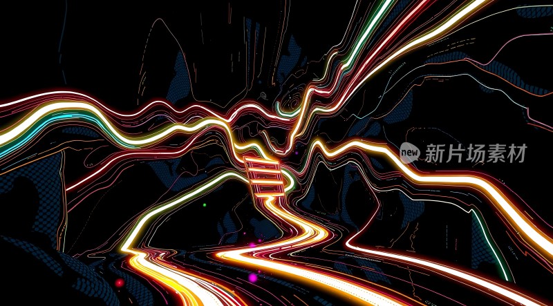 新片场素材炫彩线条交织的科技感画面
